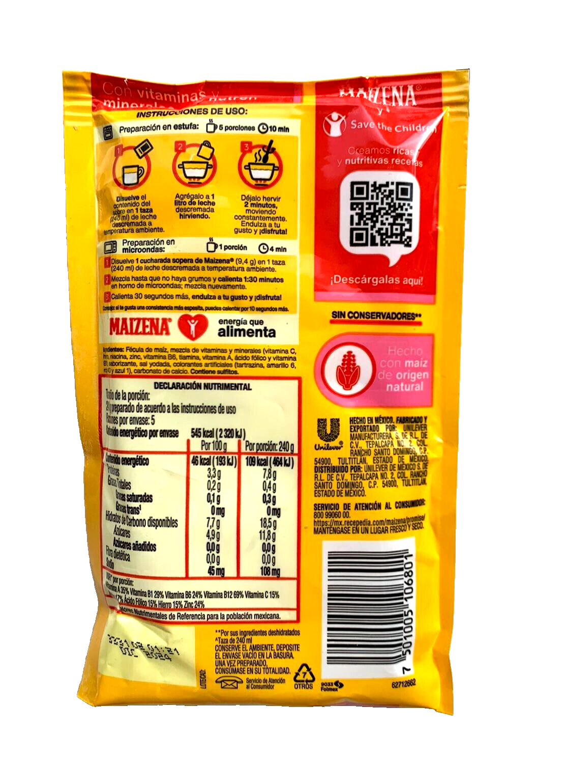 6-Pk Maizena Strawberry flavored corn beverage / Maizena Fresa 47gr/1.6oz