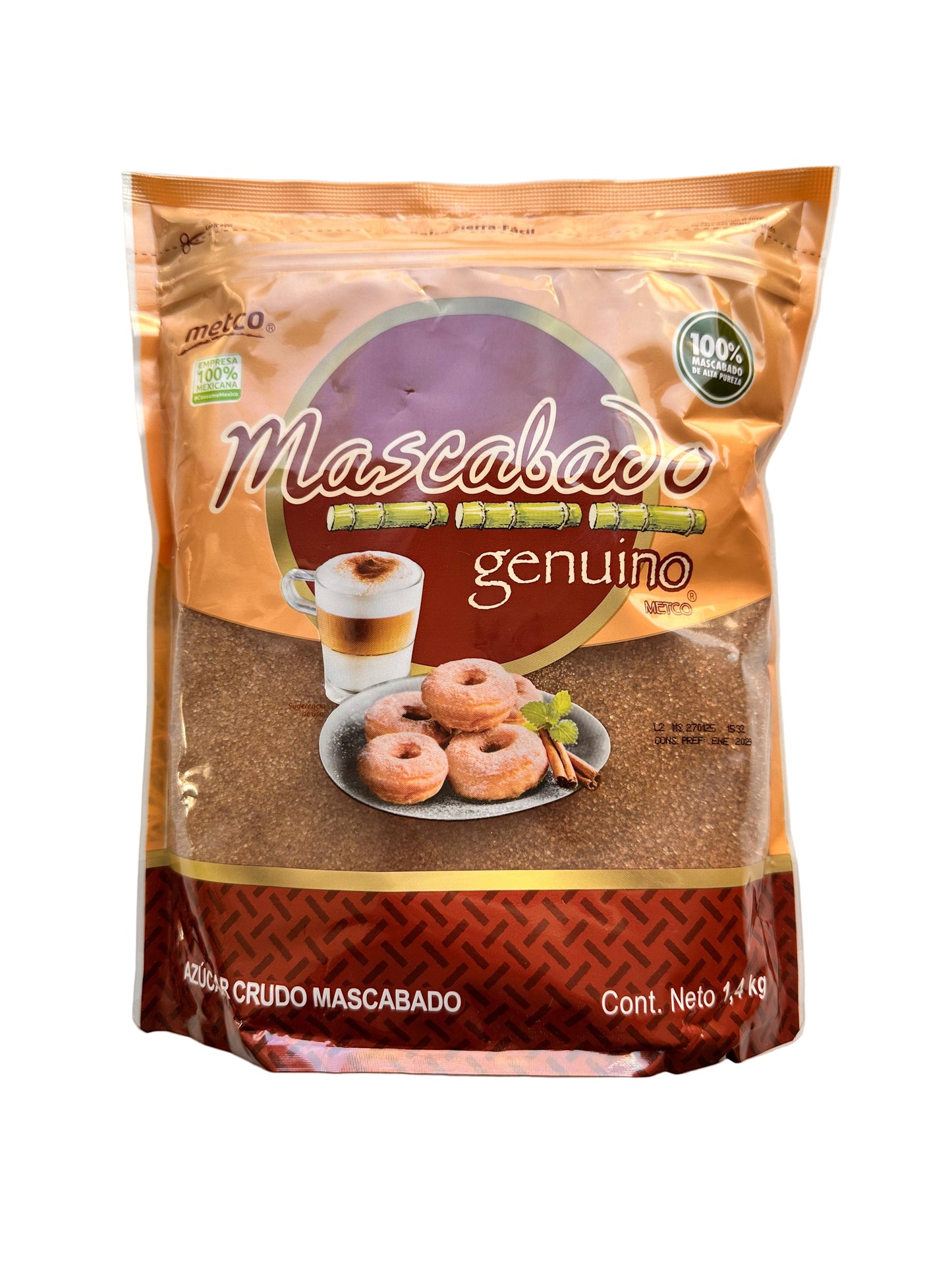 Package of Mascarabeo genuine dark rum on a white background