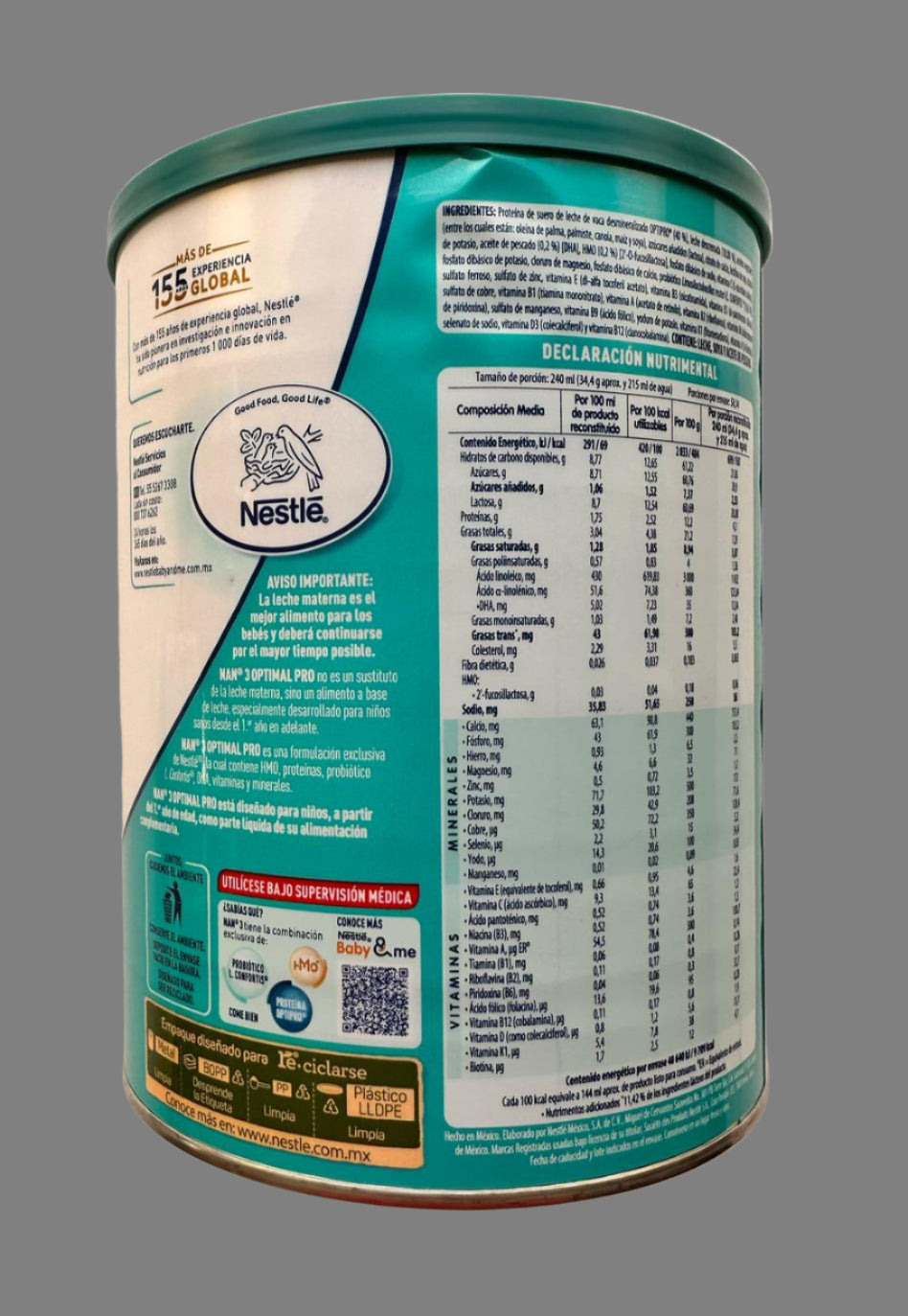 NESTLE NAN OPTIMAL PRO 3 Baby Formula w/probiotics & iron 1yr &up 2kg/70.54oz