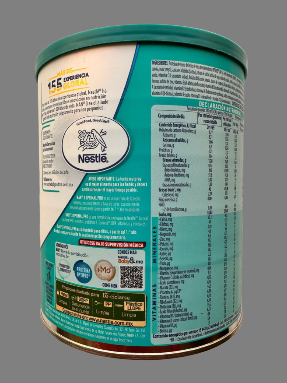 NESTLE NAN OPTIMAL PRO 3 Baby Formula w/probiotics & iron 1yr &up 760gr /26.8oz
