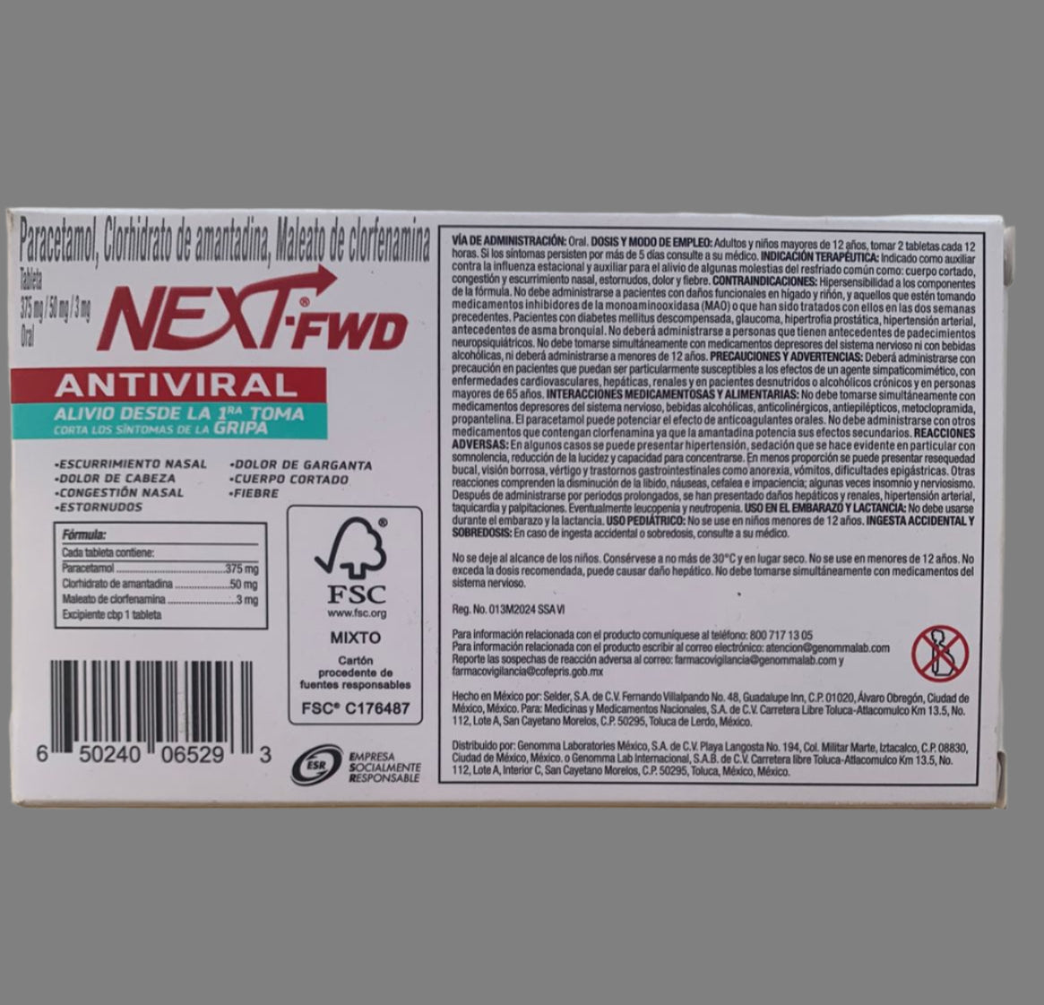 Next FWD Anti-Viral Flu Relief 24 tablets 375mg/50mg/3mg