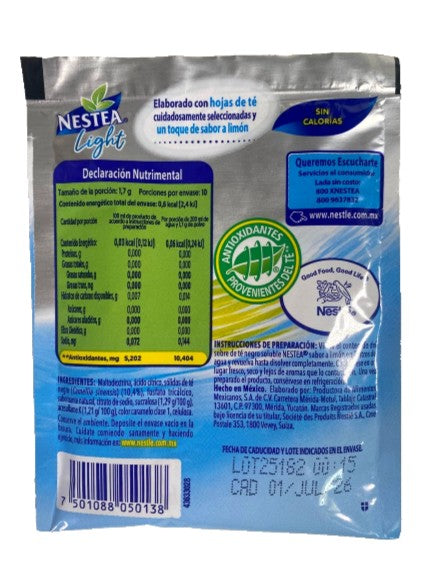 8-Pk Nestea Light Black Tea Lemon Flavor Mix 17gr/.59oz