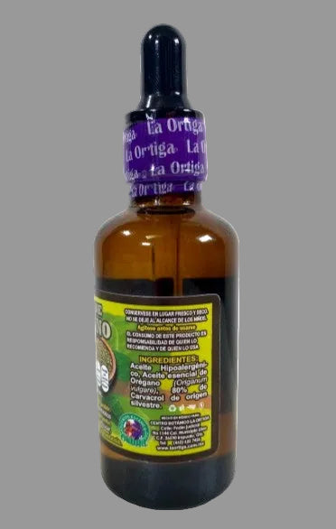 Aceite de Orégano 50ml back label ingredients carvacrol La Ortiga Centro Botanico Mexico