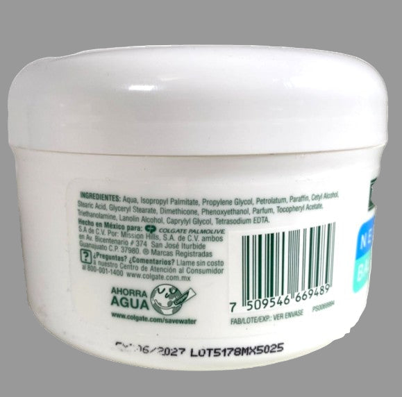 White jar with a label on a white background