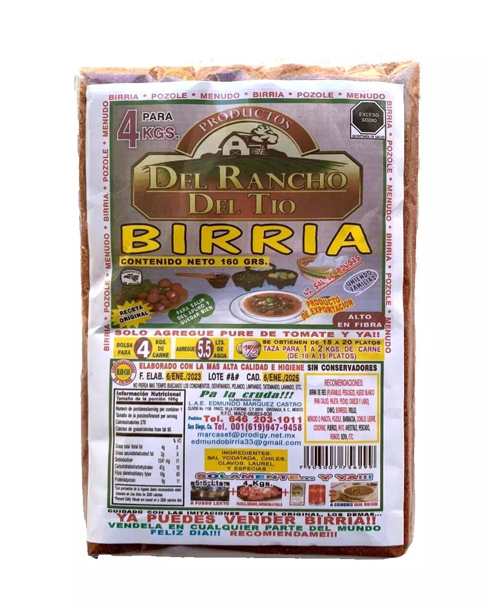 2-Pk Mexican Birria Meat Seasoning Sazonador Para Birria 160gr/5.64oz