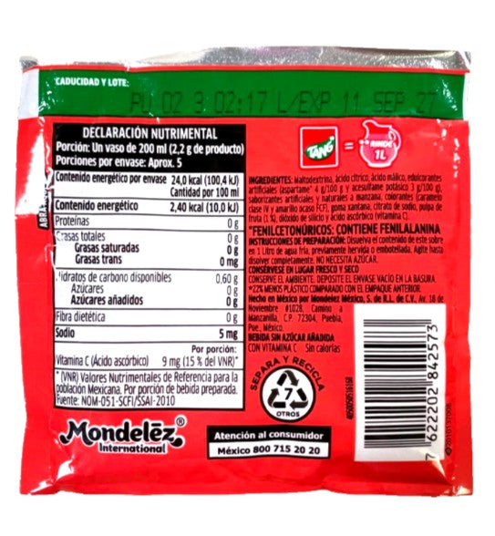 12-Pk Tang Manzana Apple Drink Mix — 11g Packet | Imported from Mexico