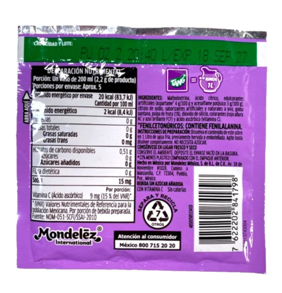 12-Pk Tang Uva Grape Drink Mix — 11g Packet | Imported from Mexico