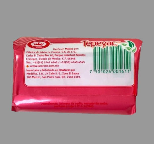 Tepeyac Rosa bar soap 150g back label ingredients barcode La Corona Mexico