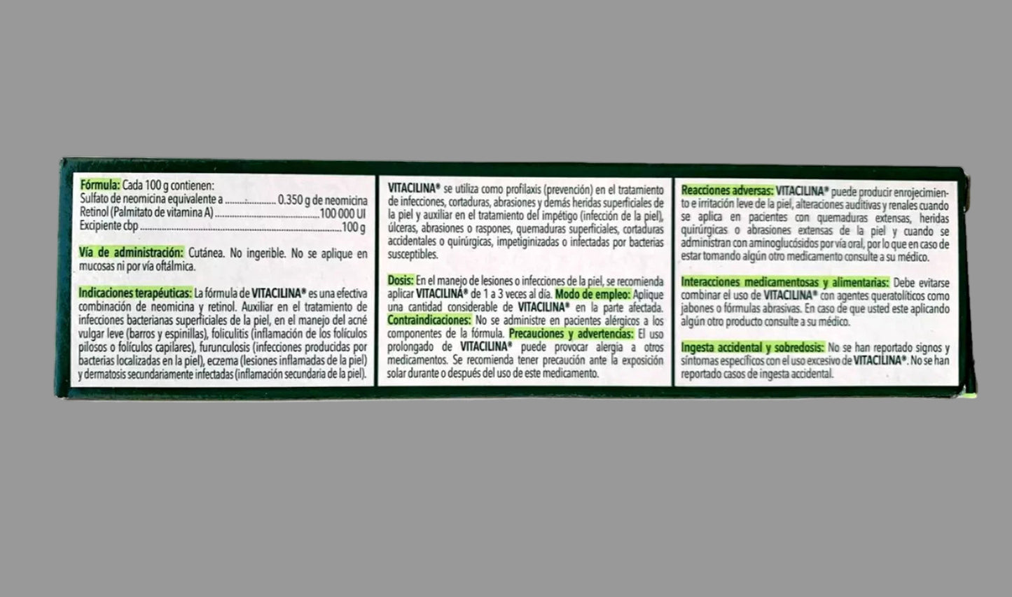 Product label with text on a gray background