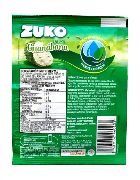 12-Pk ZUKO Guanabana/Soursop Flavored ZUKO Powder Drink Mix 13g/.45oz