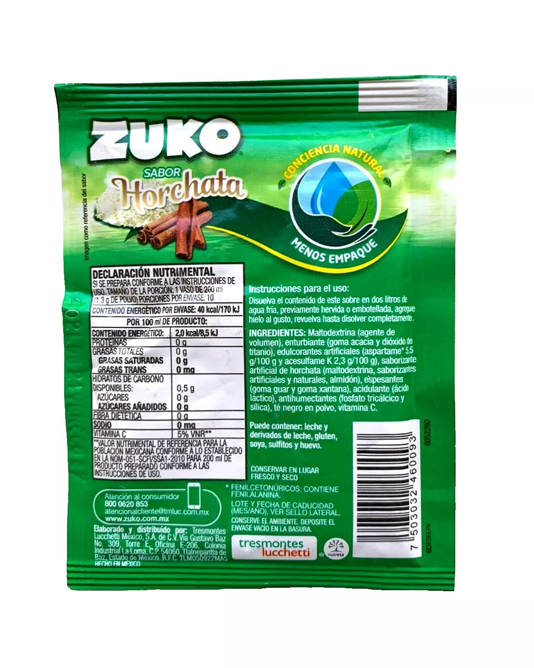 12-Pk ZUKO Horchata / Horchata ZUKO Powder Drink Flavor 13g/.45oz
