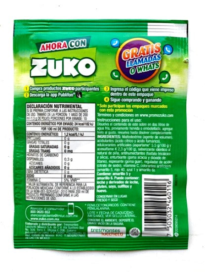 12-Pk ZUKO Pineapple Powder Drink Flavor 13g/.45oz