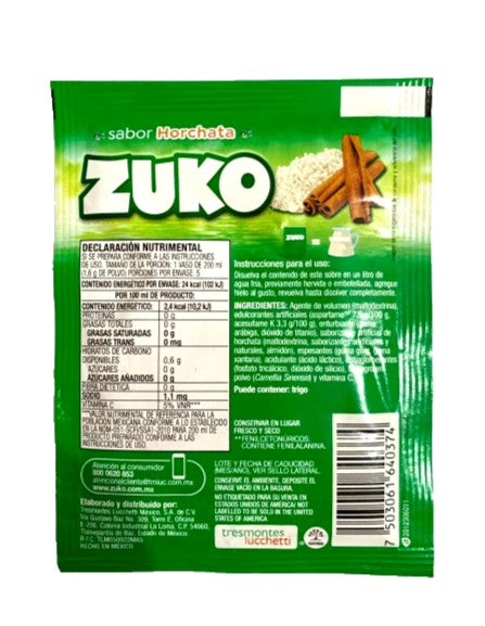 12-Pk ZUKO Horchata / Horchata ZUKO Powder Drink Flavor 8g/.28oz