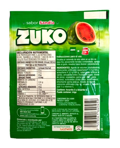 12-Pk ZUKO Watermelon Flavored ZUKO Powder Drink Mix 8g/.28oz