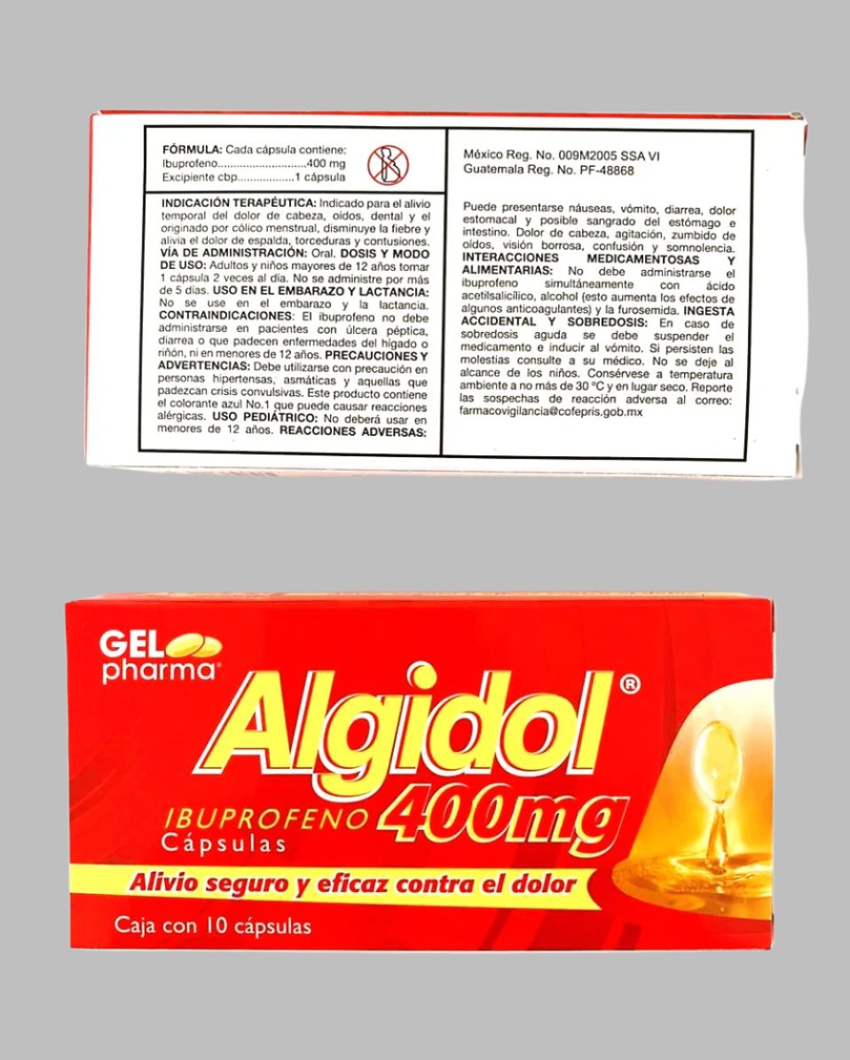 2-Pk Algidol Ibuprofen Gel Capsules 10 tablets 400mg