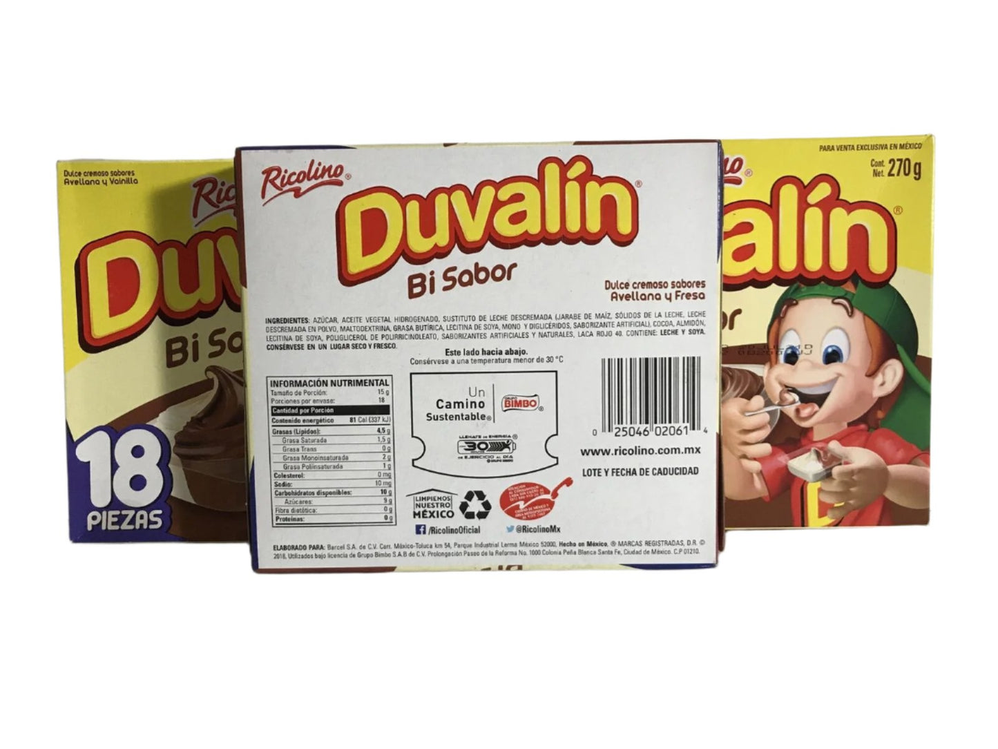 3-Pk Ricolino Duvalin Avellana y Vainilla/Fresa 270g/9.5oz