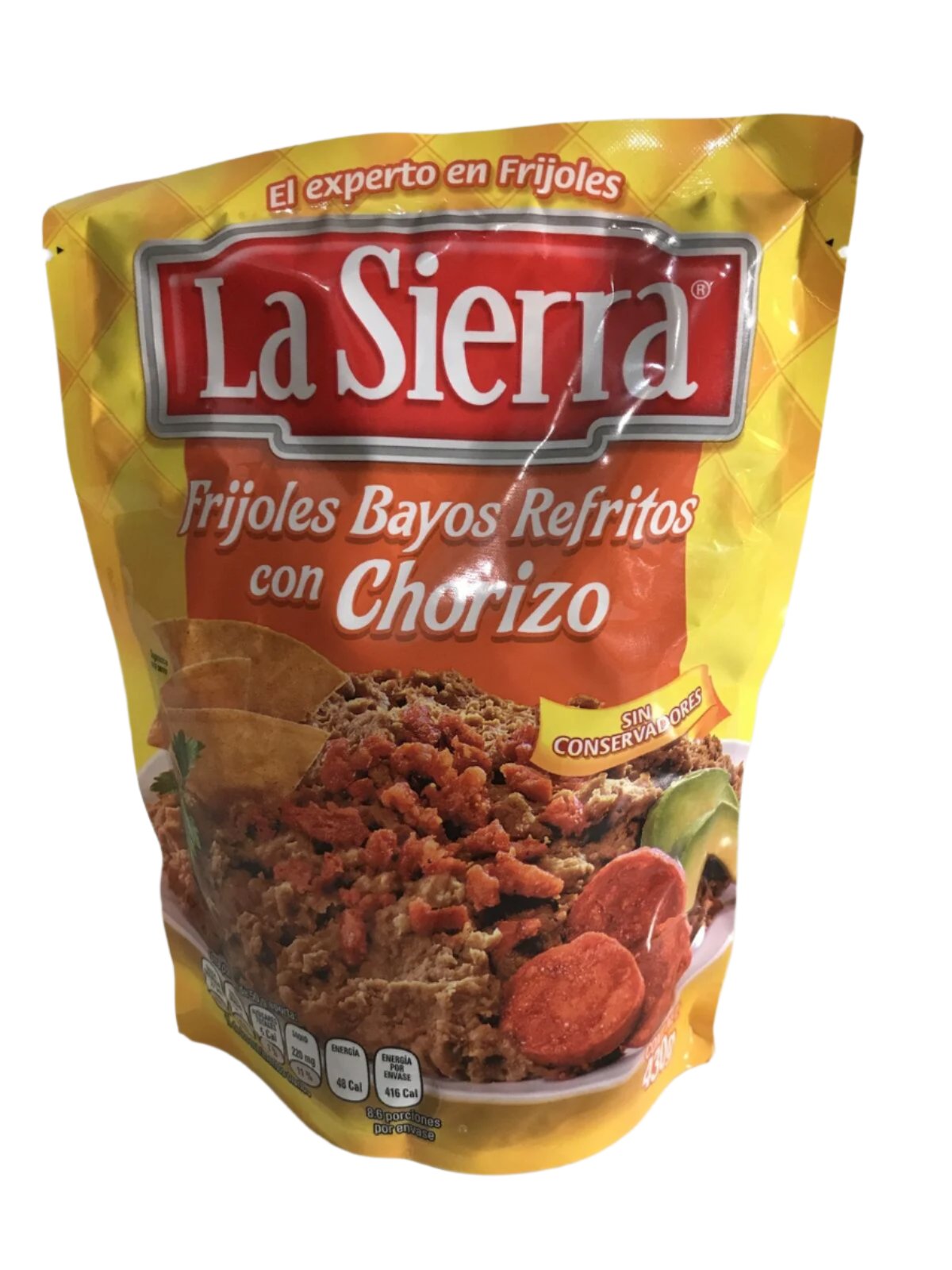 4-Pack La Sierra Mexican Refried Beans / Frijoles Bayos c/ Chorizo Ref. 430g/15oz