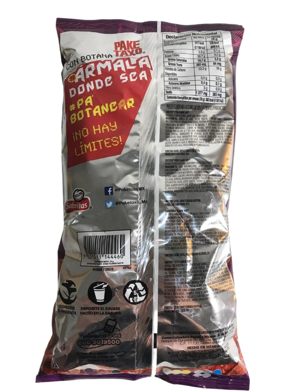 5-Pk Paketaxo Flamin Hot Assorted Party Mix Chips 70gr/2.47oz ea.