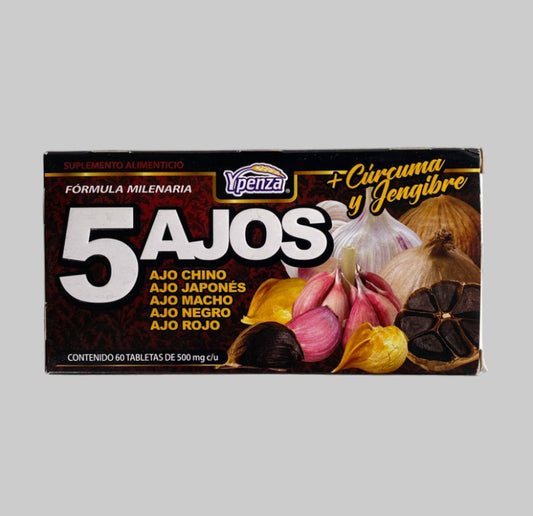 Box of '5 Ajos' (5 Onions) with Ypenza branding on a white background