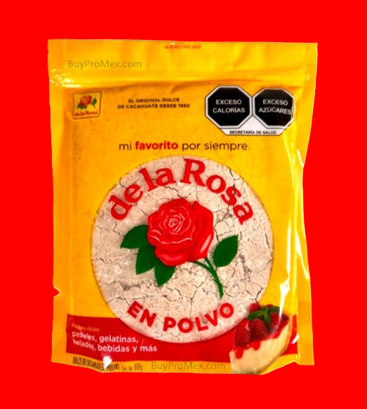 De la Rosa powder package with a yellow background