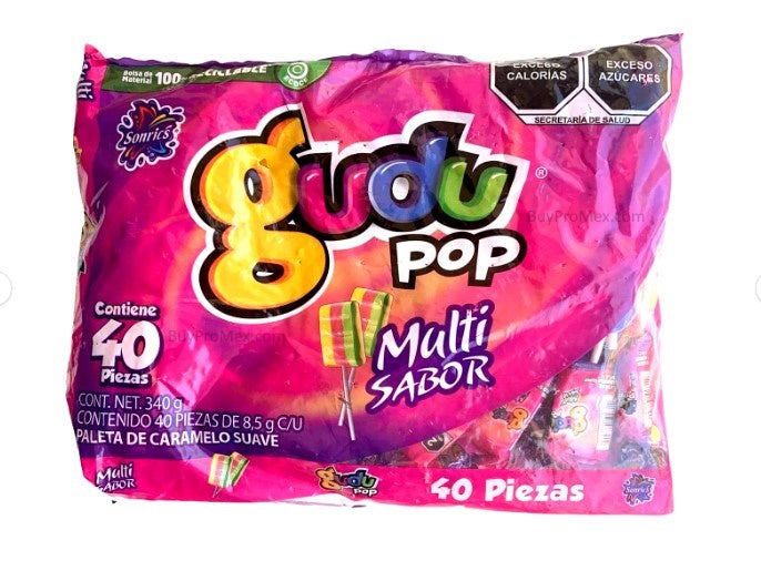 Sonrics Gudu Pop Assorted Flavor Lollipops 40pcs 340g/1.2lb