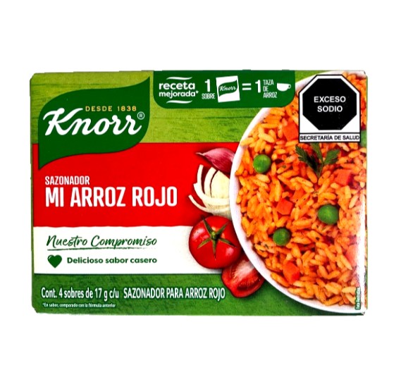 2Pk-100% Authentic Mexican Knorr Seasoning Mi Arroz Rojo 4/17g pouches