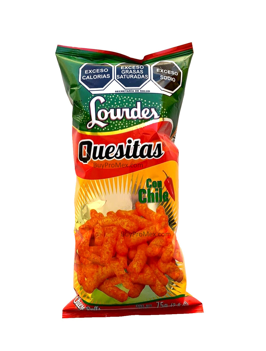 5-Pk Lourdes Quesitas Con Chile / Lourdes Cheesy Puffs Chili Flavored 75g/2.64oz