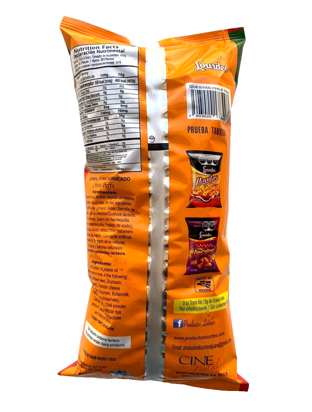 5-Pk Lourdes Quesitas Con Chile / Lourdes Cheesy Puffs Chili Flavored 75g/2.64oz