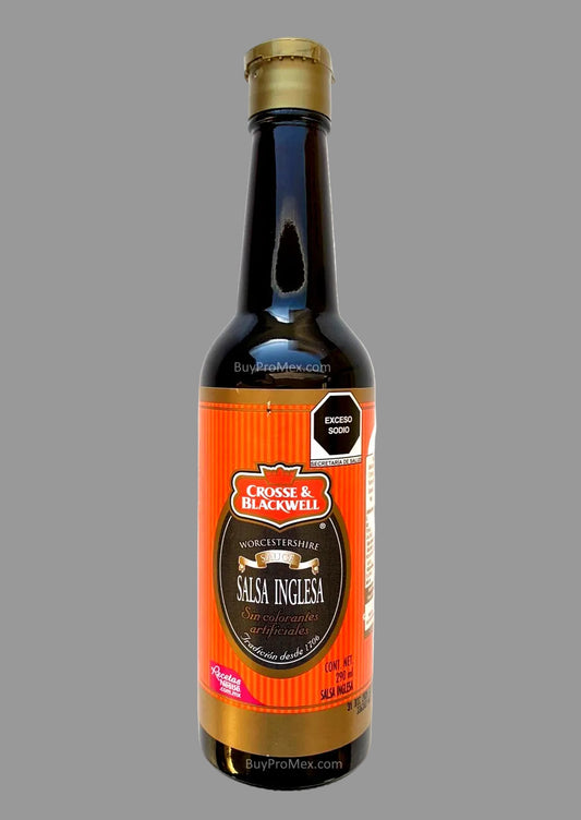 Bottle of Crosse & Blackwell Salamandra with an orange label on a white background