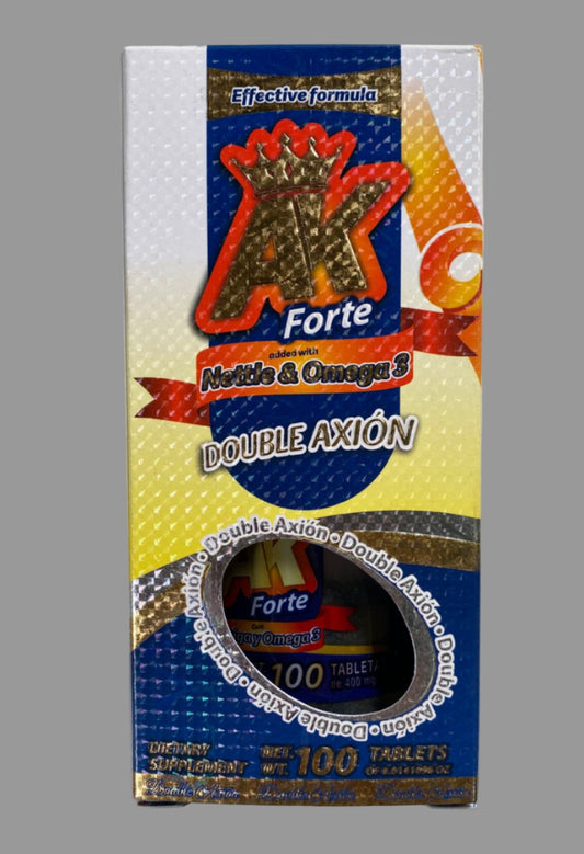Supplement packaging with branding and product details on a gray background
