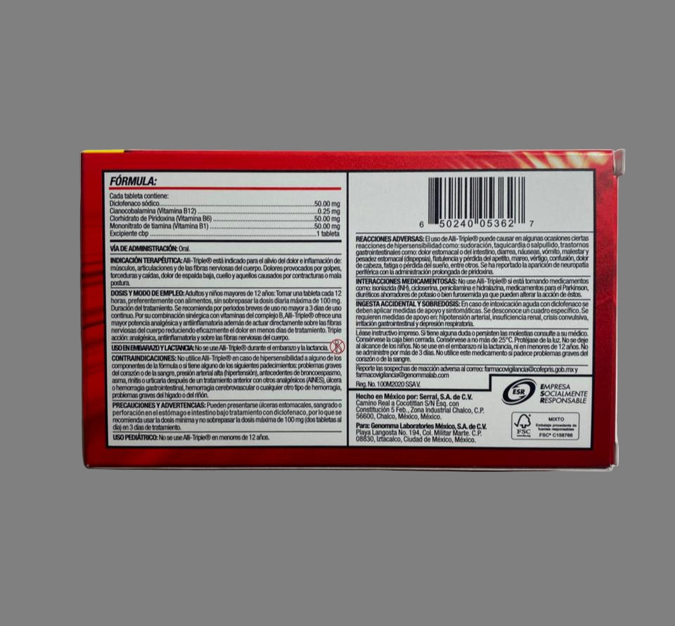 Alli-Triple Diclofenac Anti-Inflammatory 20 Tablets