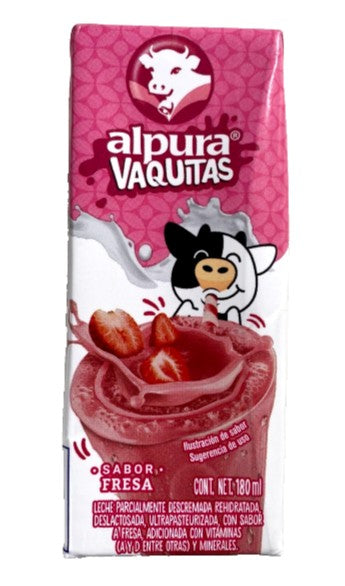 6-Pk Alpura Vaquitas Non Lactose Strawberry Milk 180ml/6.08oz