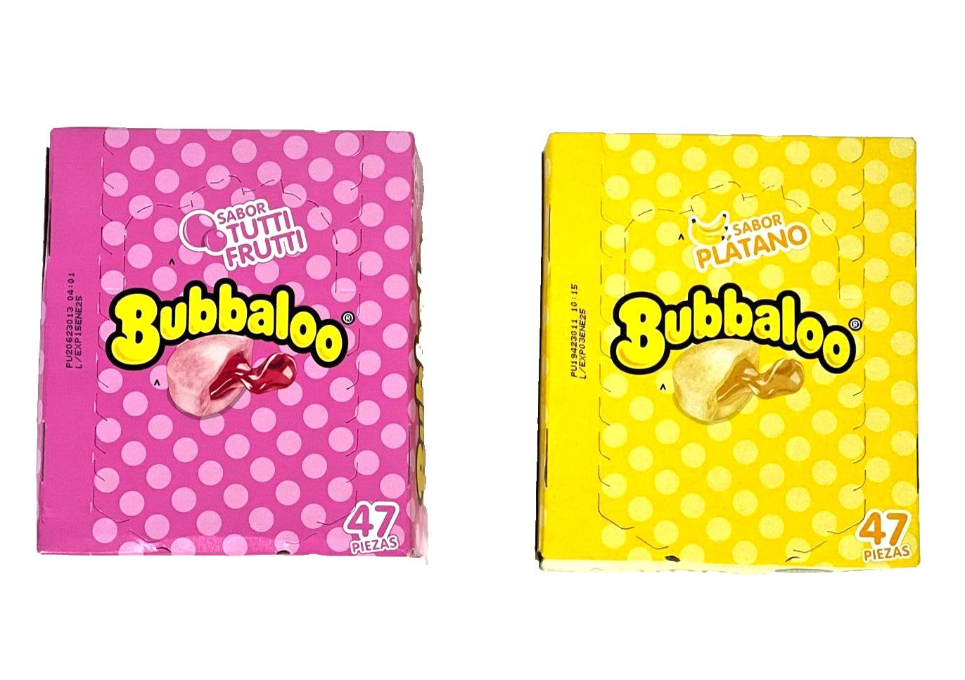 2-Pk Bubbaloo Chicle Sabores Gum Bubbaloo Banana & Tutti-Frutti 255gr/8.99oz