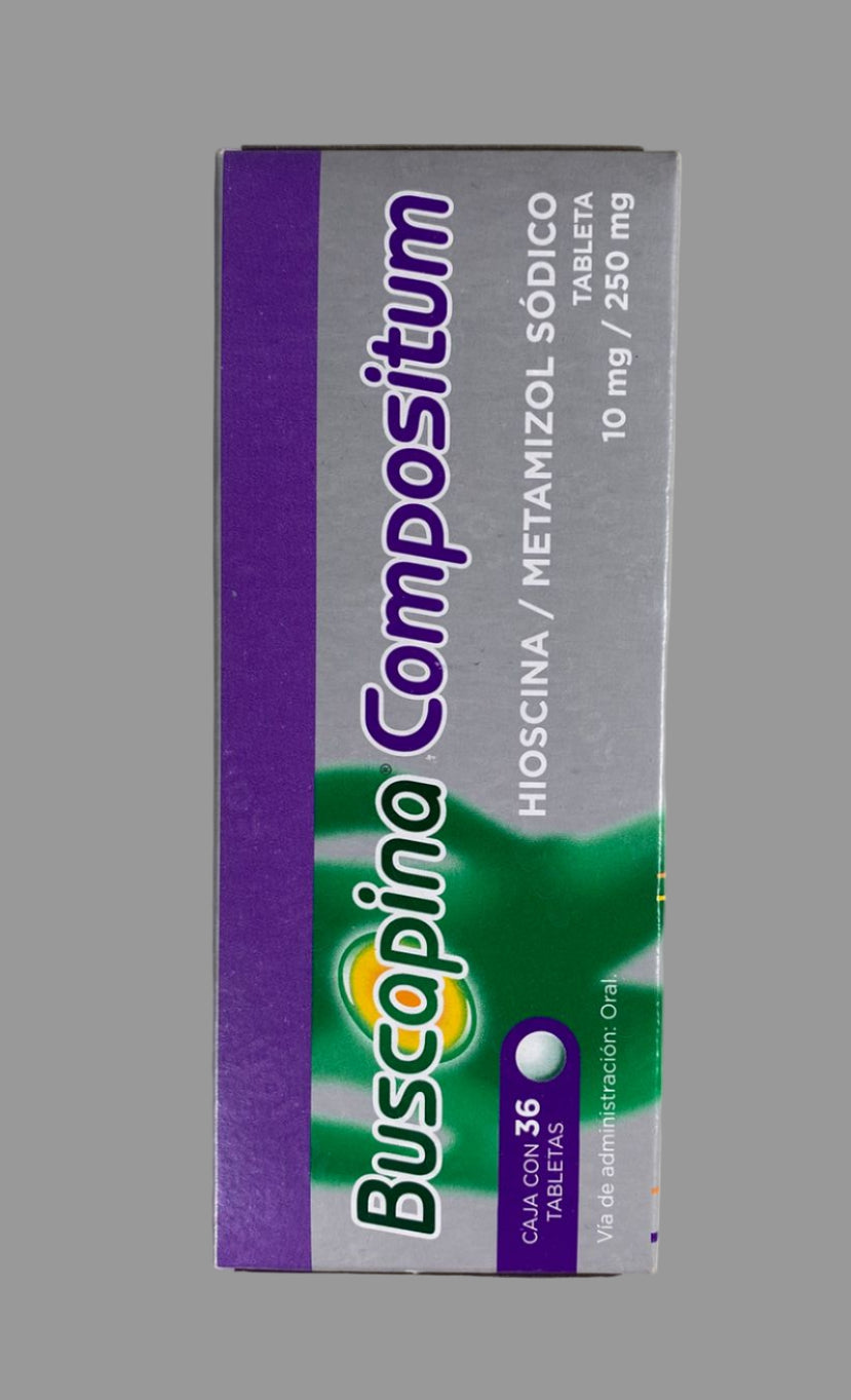 Box of Buscopano Compositum on a gray background