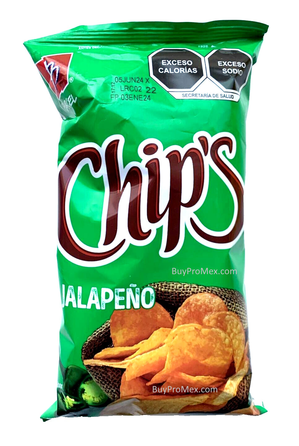 6-Pk Barcel Jalapeño Potato Chips / Chip’s Jalapeño Barcel 60gr/2.12oz