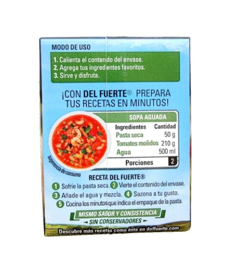 6-Pk Del Fuerte Traditional Tomato Sauce Seasoned / Del Fuerte Pure de Tomate 200gr/7oz