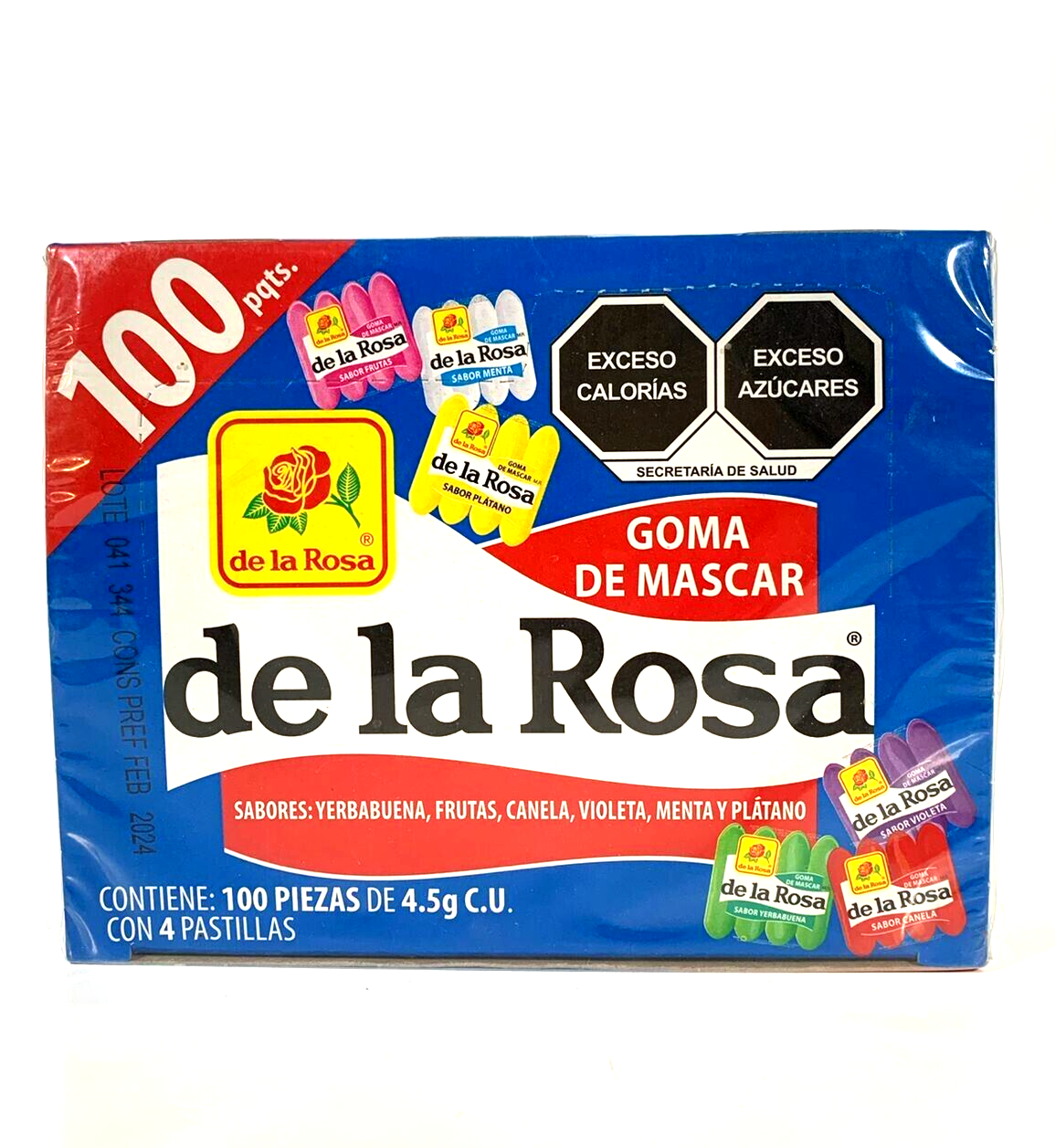 Assorted De La Rosa Chewing Gum/Chicles Surtido De La Rosa 100pcs