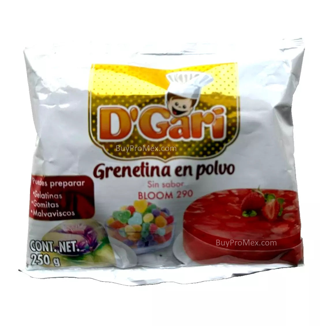 D'Gari Grenetina en polvo sin sabor/Flavorless Gelatine 250g/8.81oz