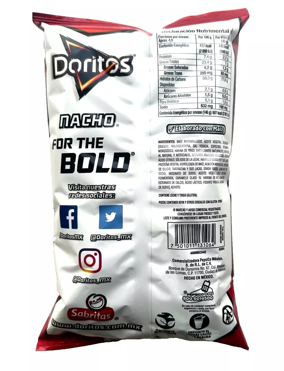 6-Pk Sabritas Doritos Nacho/ Mexican Nacho Doritos 146g/5.15oz