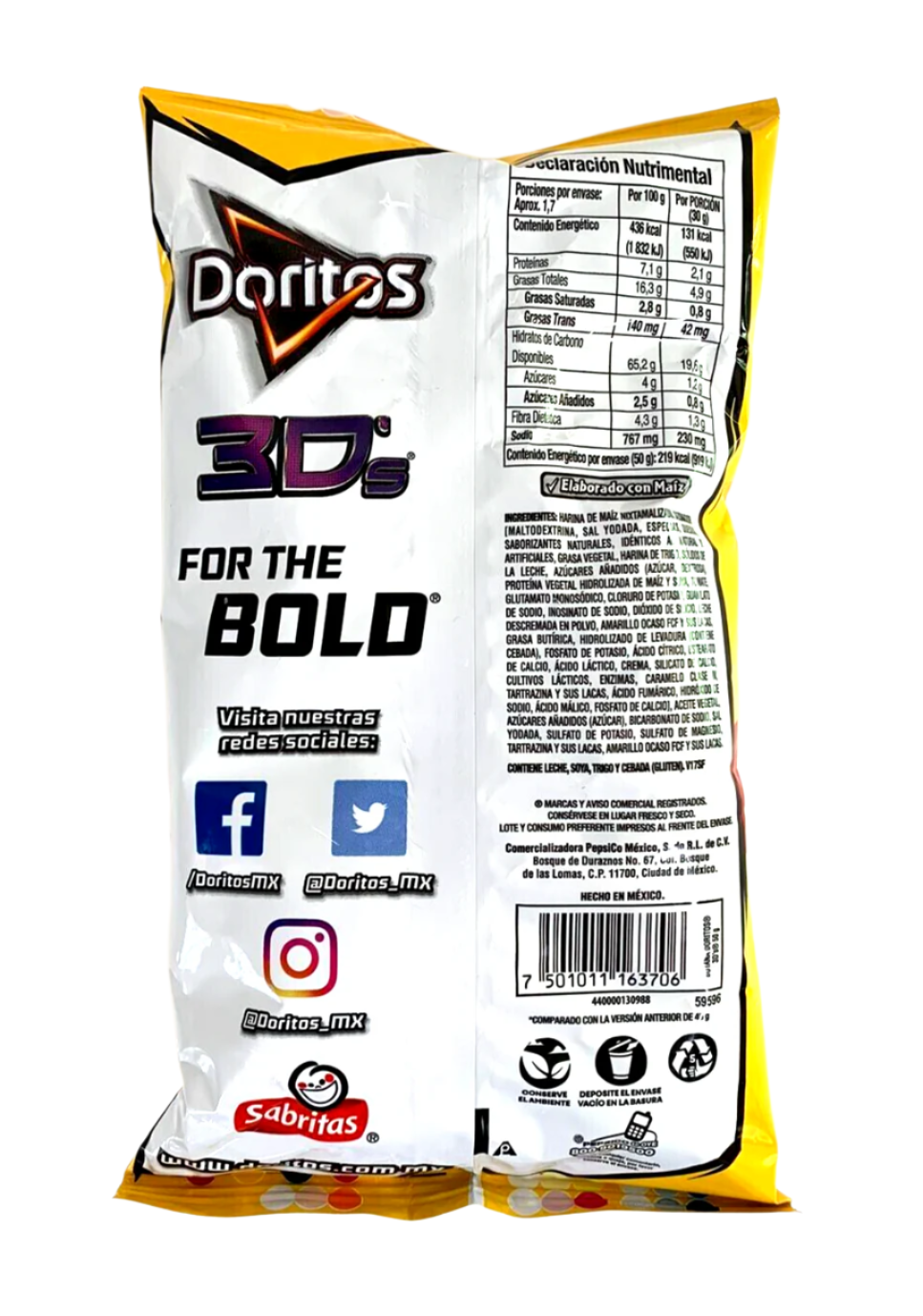 6-Pk Doritos 3D's Queso/Cheese 50g/1.76oz