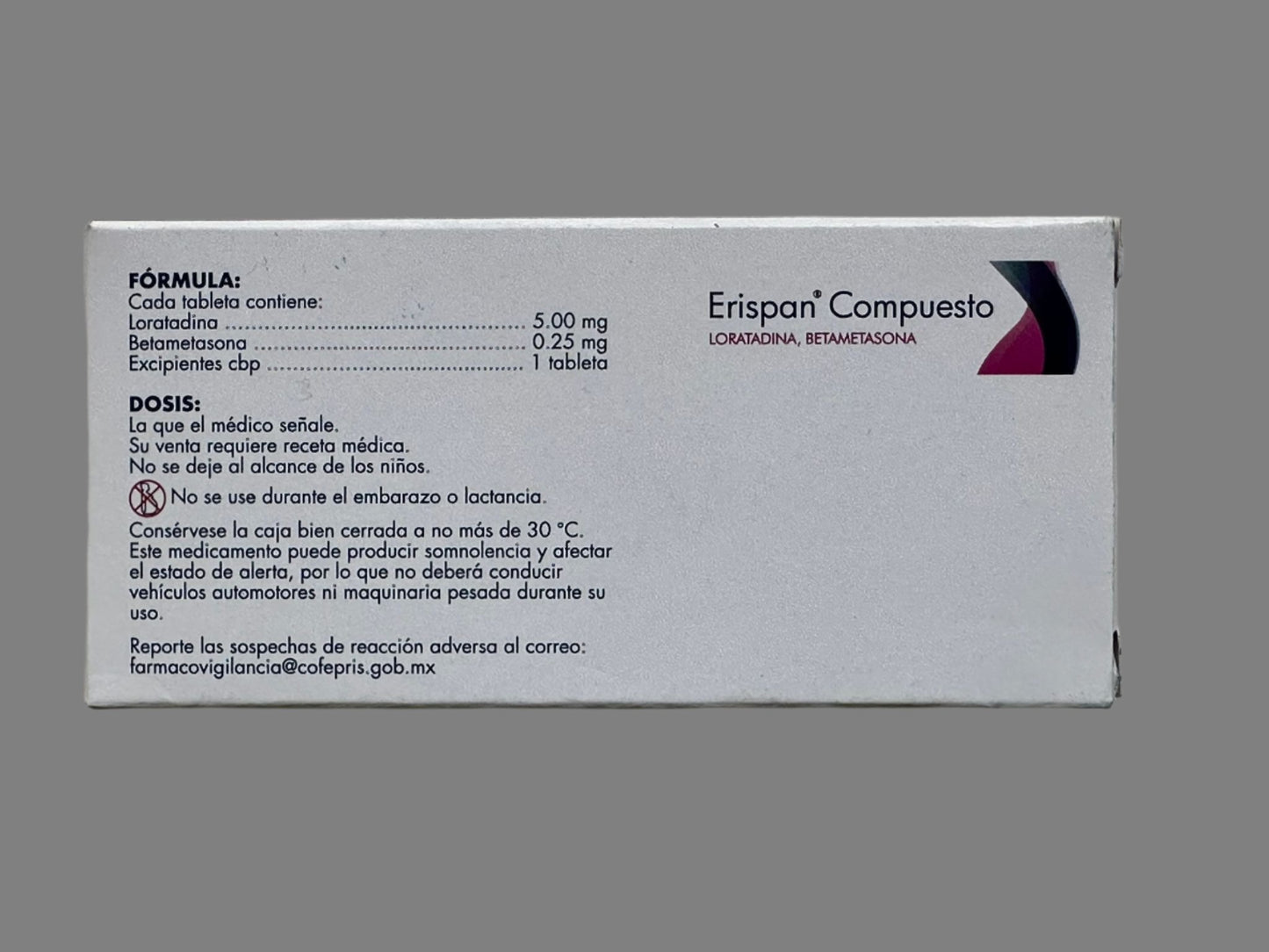 Erispan Compuesto (Loratadine, Betamethasone) 10 tablets 5.00mg-0.25mg