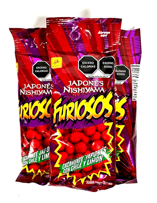 6-Pk De La Rosa Cacahuate Japones Furiosos Chile y Limon 42g/ 1.48oz