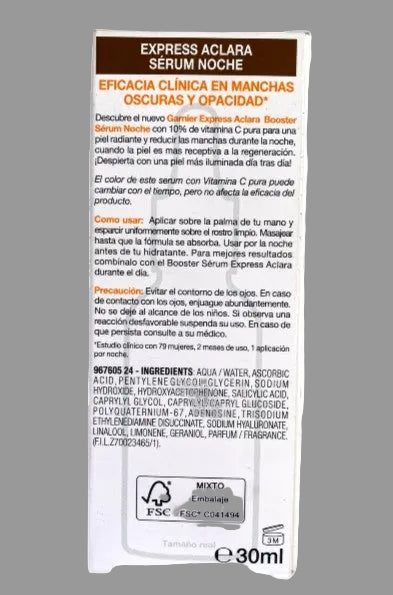 Serum packaging with text and branding on a white background