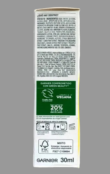 Garnier shampoo bottle label with green and white design