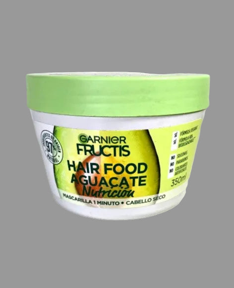 Garnier Fructis Hair Food Avocado hair mask container on a white background