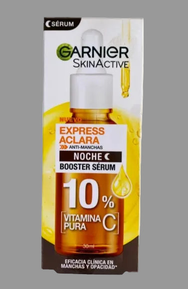 Garnier SkinActive Express Aclara booster serum packaging on a white background