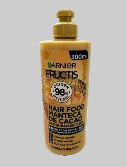 Garnier Fructis Hair Food Cocoa Butter Curl Cream 3in1 300ml Vegan Manteca Cacao