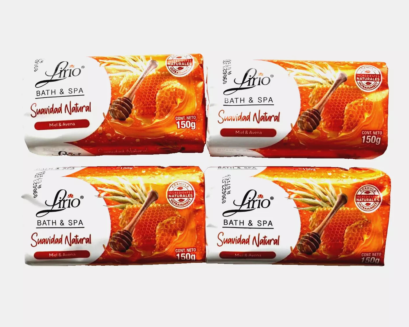 4-Pk Jabon Lirio Bath&Spa Miel&Avena/Honey&Oatmeal 150g/5.29oz