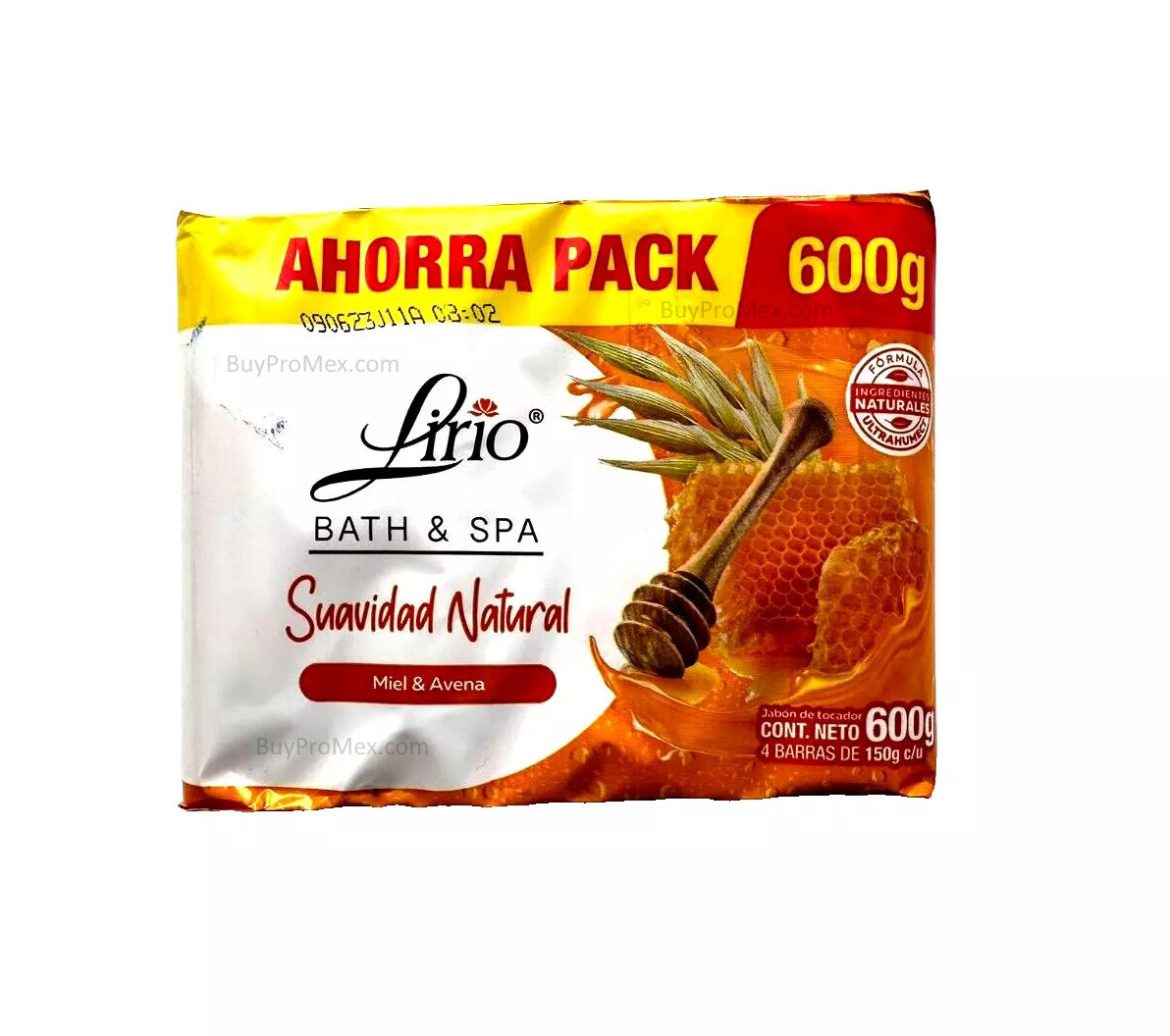 4-Pk Jabon Lirio Bath&Spa Miel&Avena/Honey&Oatmeal 150g/5.29oz