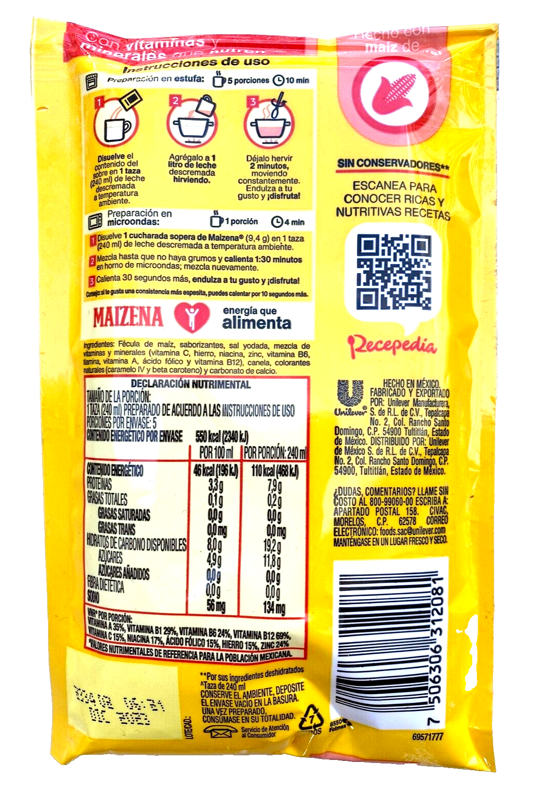 6-Pk Maizena Guava flavored corn beverage mix Maizena Guayaba 47gr/1.6oz